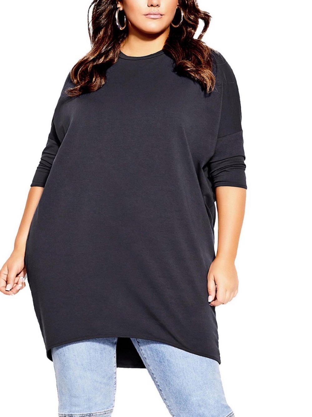 NWT City Chic Black Oversized Longline Tunic Top Batwing Size 14 XS 16 S